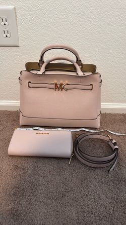 Pink leather, Michael Kors bag with matching pink wallet
