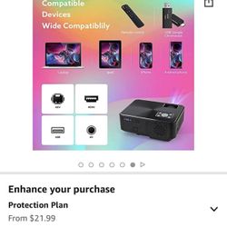 WiFi Projector,WeChip 8500L HD Outdoor Mini Projector, 1080P & 120" Screen Supported, Movie Home Theater Projector for TV Stick, Video Games, HDMI, US