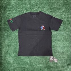 Black multi-color chrome heart shirt