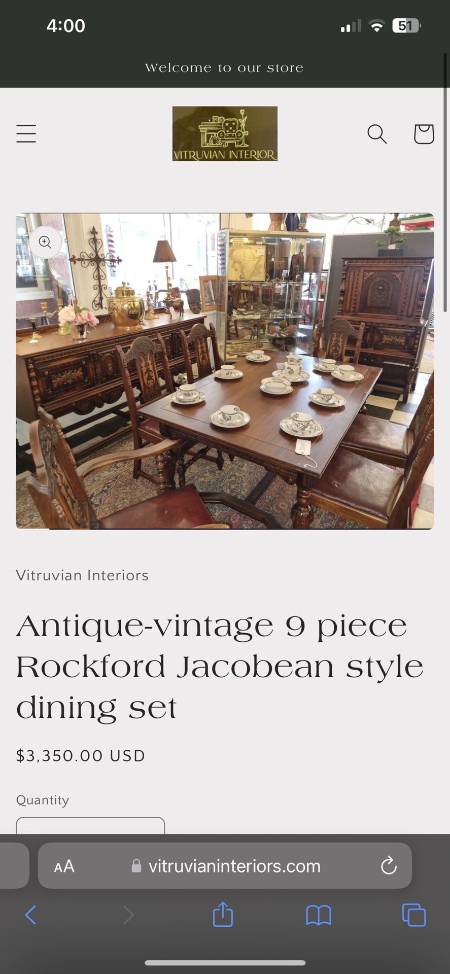 Antique-vintage 9 piece Rockford Jacobean style dining set