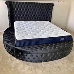 King Queen Round Storage bed frame