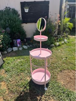 Pink makeup / craft cart with mirror