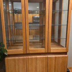 Solid Oak China Cabinet 