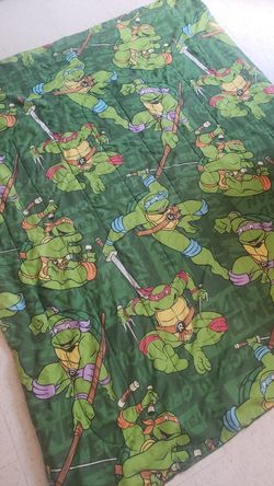 Vintage Teenage Mutant Ninja Turtles TMNT reversible blanket