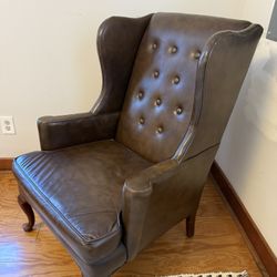 Brown Leather Wingback Chair 