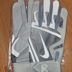 BRAND NEW NIKE HUARACHE PRO BASEBALL BATTING GLOVES GREY WHITE MEN SIZE ADULT LARGE