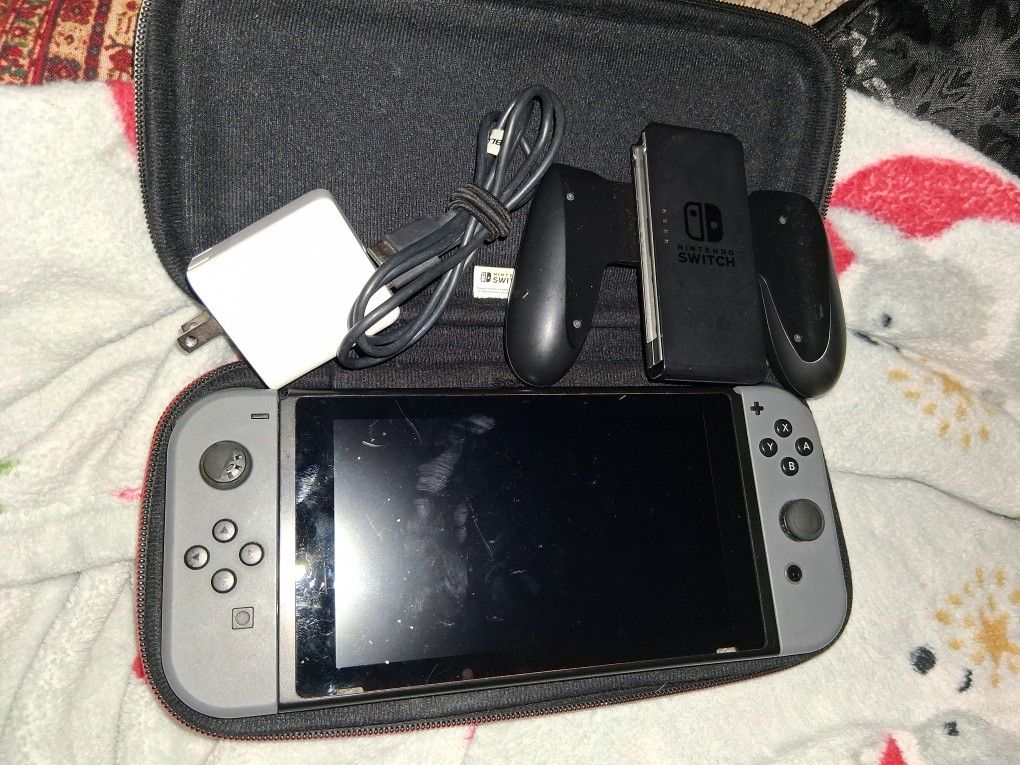 Nintendo Switch 32gb Console Gray Joy Con W/Carrying Case, Wall Charger, 1.5TB SD Card, And One Game