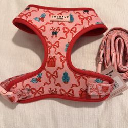 PINK BOW XMAS HARNESS LEASH COLLAR Cocopup