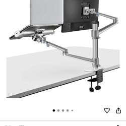 Monitor and Laptop Mount, 2-in-1 Adjustable Dual Arm Desk Mounts