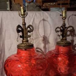 Vintage Red Glass Lamps