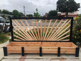 Redwood Cedar privacy wall garden bed planter boxes raised elevated 3 4 5ft long wheels casters custom made vege