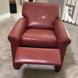 Red Leather Recliner  Like New! 