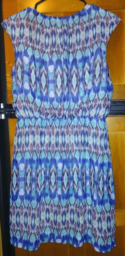 SIGNATURE By Robbie Bee A-Line Dress Elastic Waist Sz 8P Multicolor Ikat Design