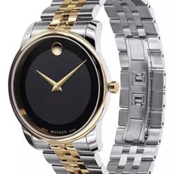 Movado Museum Classic Black/Two-Tone Silver and Yellow Gold Stainless S