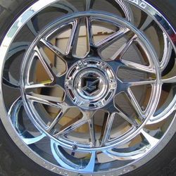 20X12 Chrome  Rims and 35 12.50 20 Hercules Terra  Trac M/T Tires 6 Lug