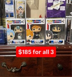 Ichigo, Rukia and Grimmiow Funko Pops; BLEACH