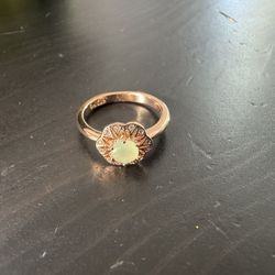 585 14K RG Rose Gold Stamped Delicate Mint Round Crystal Size 7 Ring