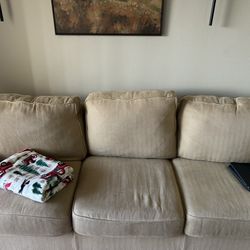 Comfortable Beige 3-Seater Couch – Good Condition