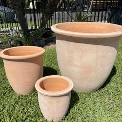 Large Tuscan Terracotta Pots-Terracotta Planters($125 set of 3)