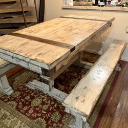 🍽 Custom Rustic Farmhouse Dining Table + Bench Seating – Solid Wood 🍽  MUST SELL THIS WEEK!!!