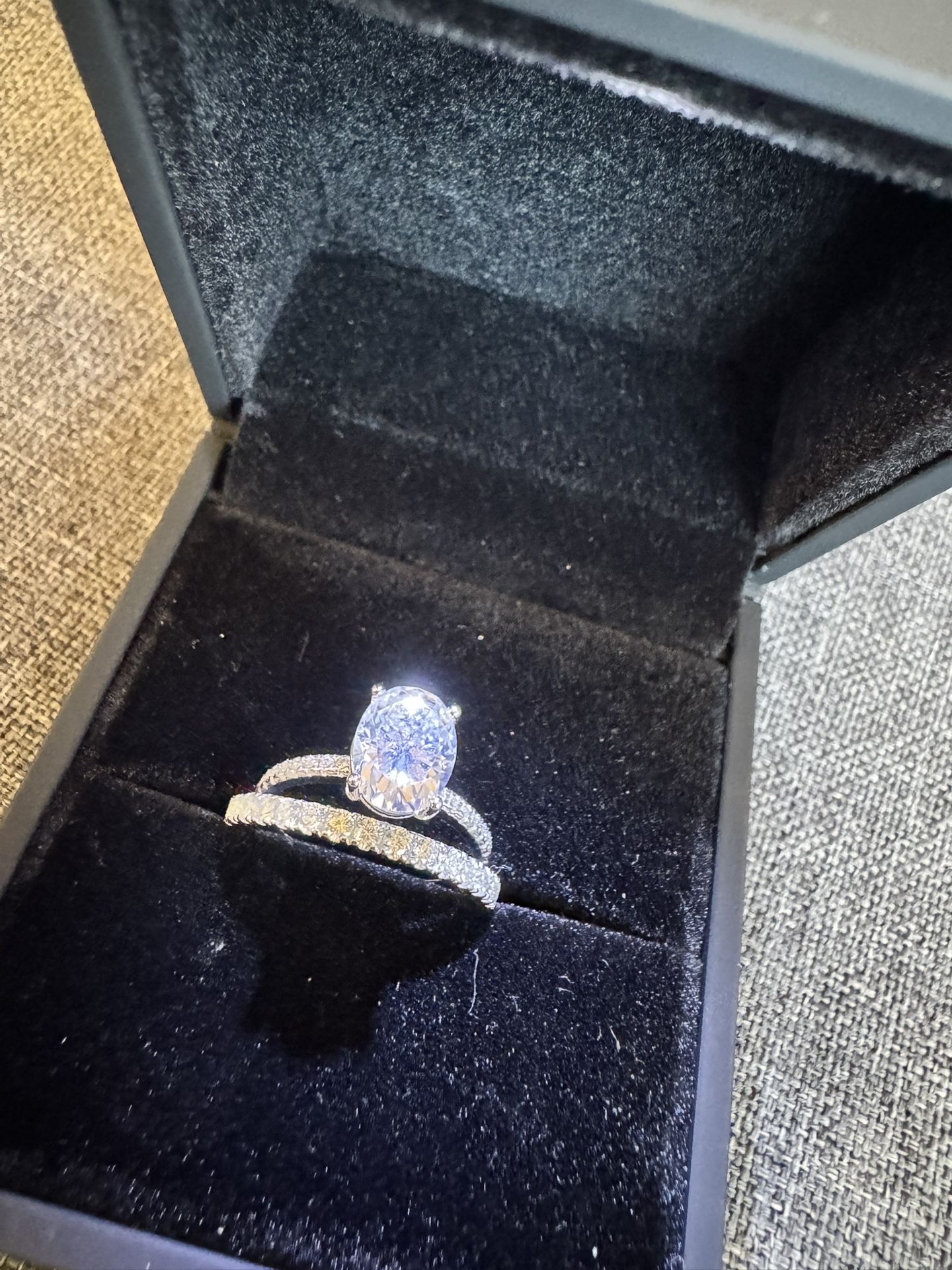 2ct Oval Moissanite Full Eternity Ring Band 925 Sterling Silver, various sizes, pass tester