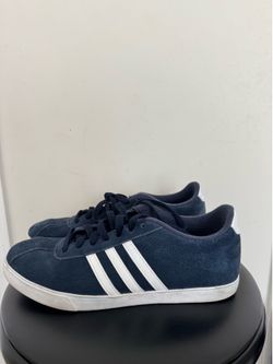 Women’s adidas Navy Suede Low-Top Sneakers with White Stripes size 10