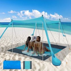 Beach Canopy Tent Sun Shade with Blanket Sun Shelter 11x11 FT with UPF 50+ UV Protection