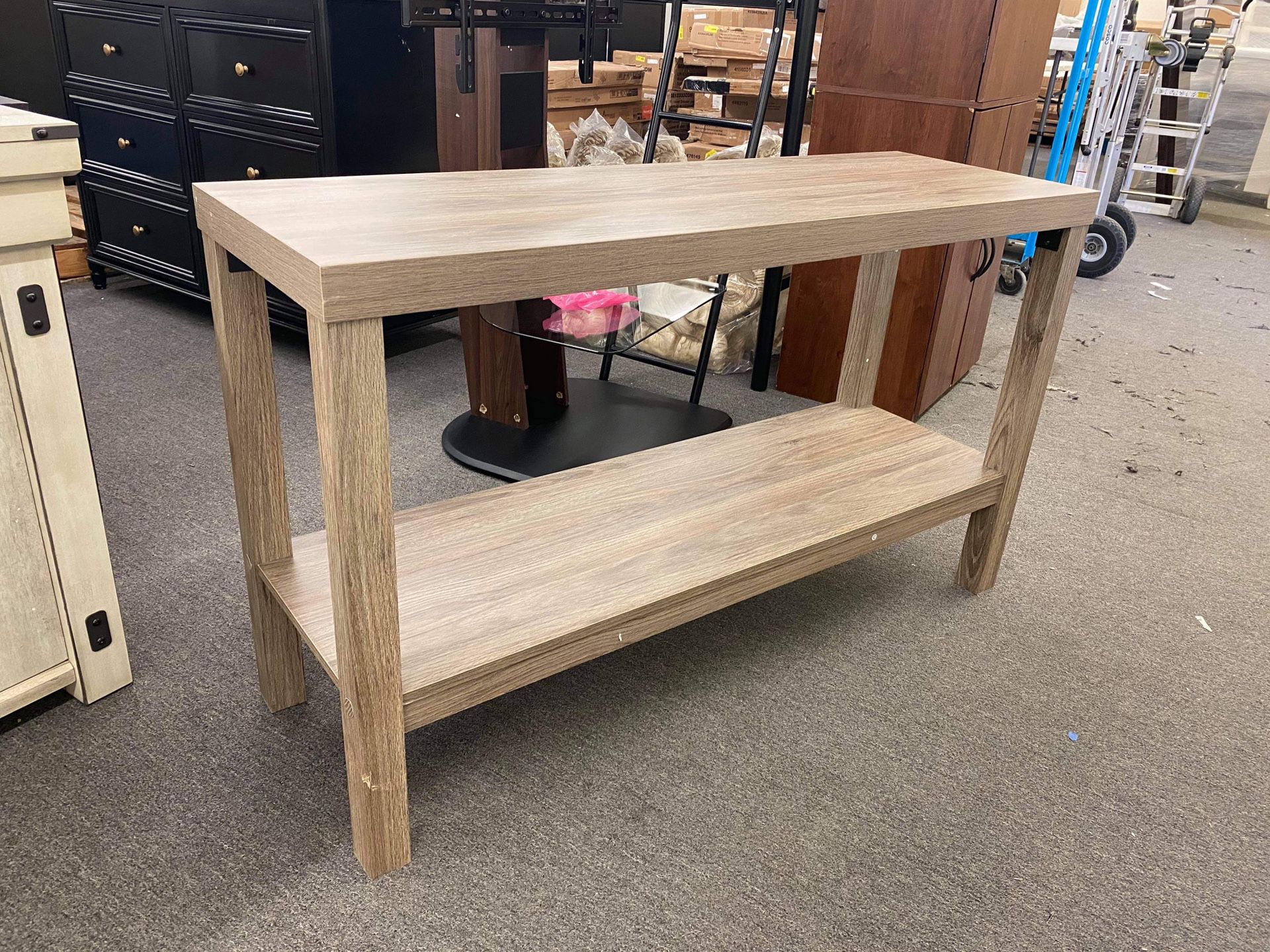 Scratch and Dent Rustic Oak Parson Console Table, Sofa Table or Entryway Table (AS-IS, Already Assembled) Retails Over $100 Our Price $59 TM*