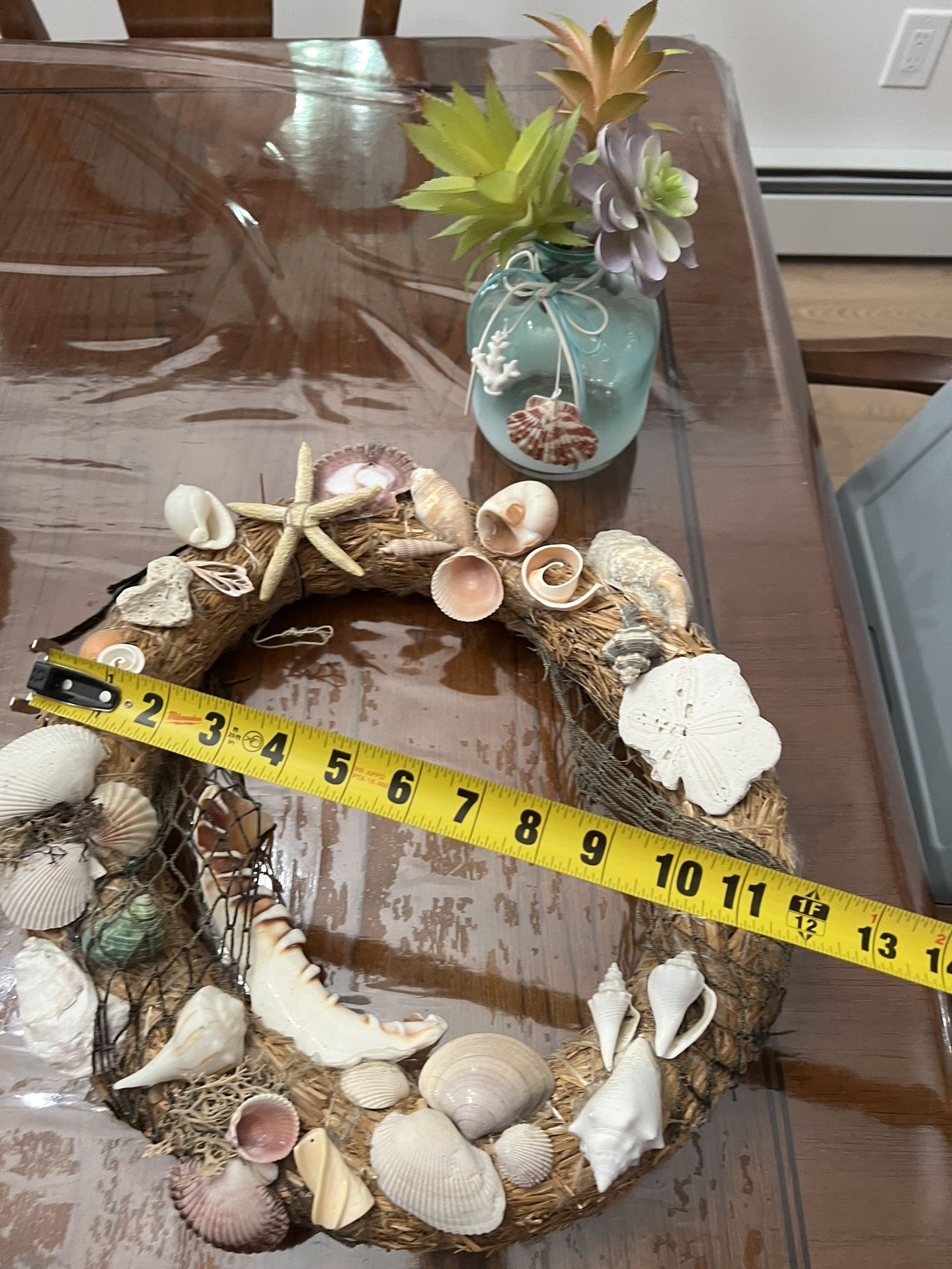 Seashell Wreath and Vase With Seashells