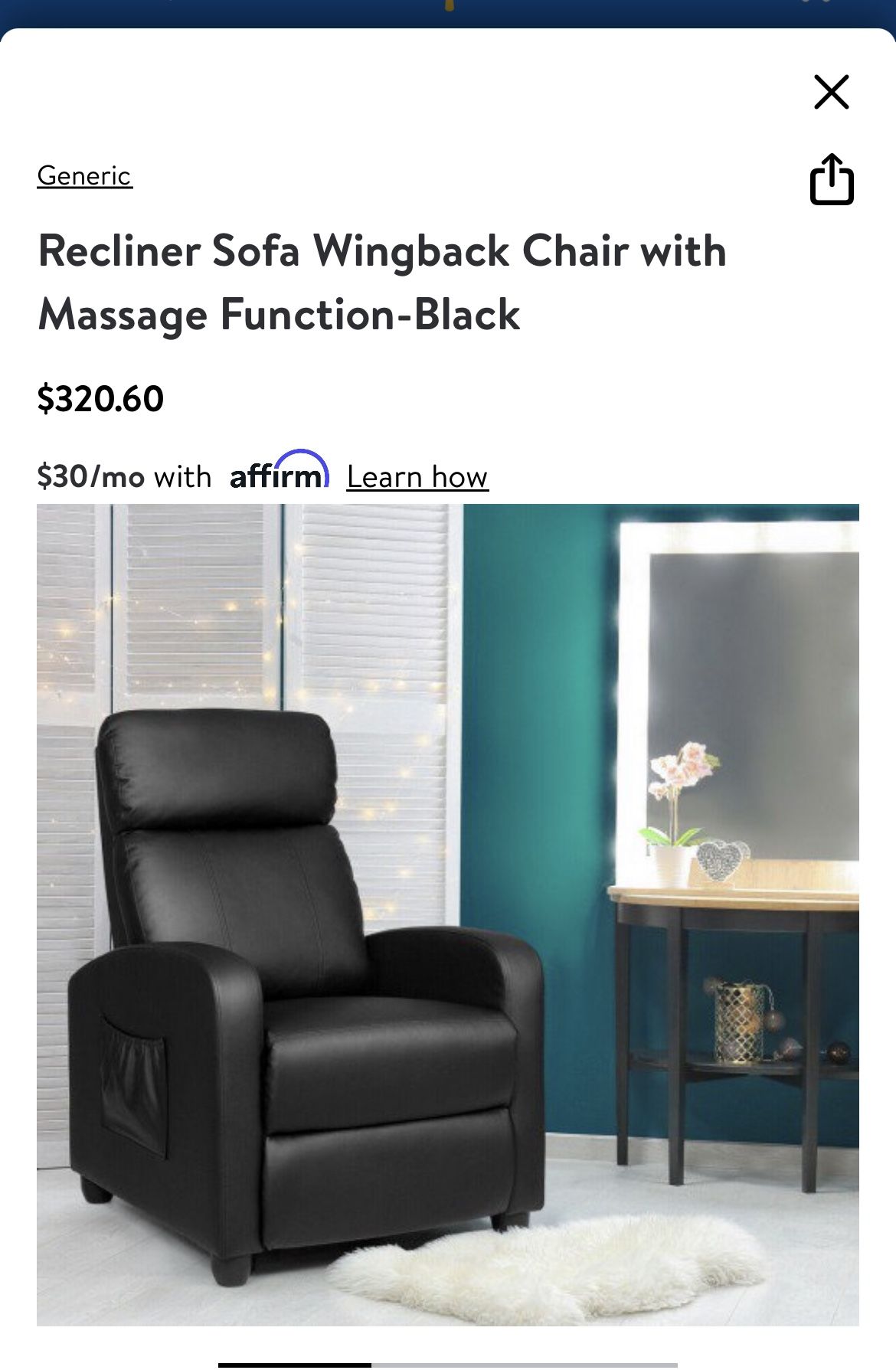 Recliner Sofa Wingback Chair with Massage