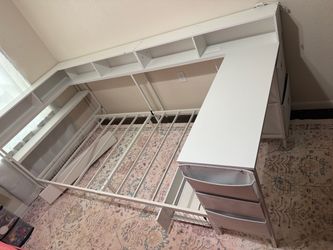 White Full Size Captain's Bed with Storage