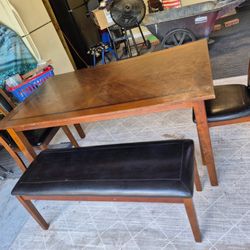 Strong Wooden Table With 4 Chairs and Strong Bench