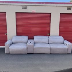 Large Gray Oversized Recliner Sofa Couch 
