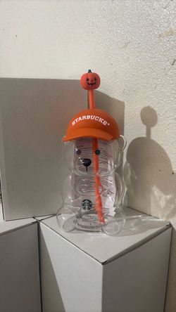 Starbucks Halloween Pumpkin Glass Bear Cup
