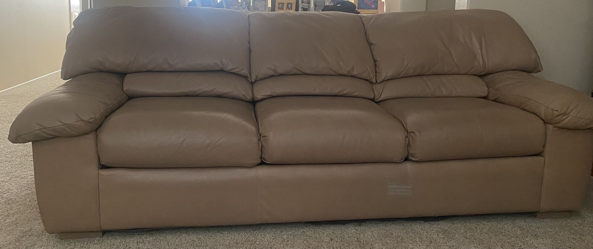 Leather Sofa, with Matching Large Chair And Ottoman
