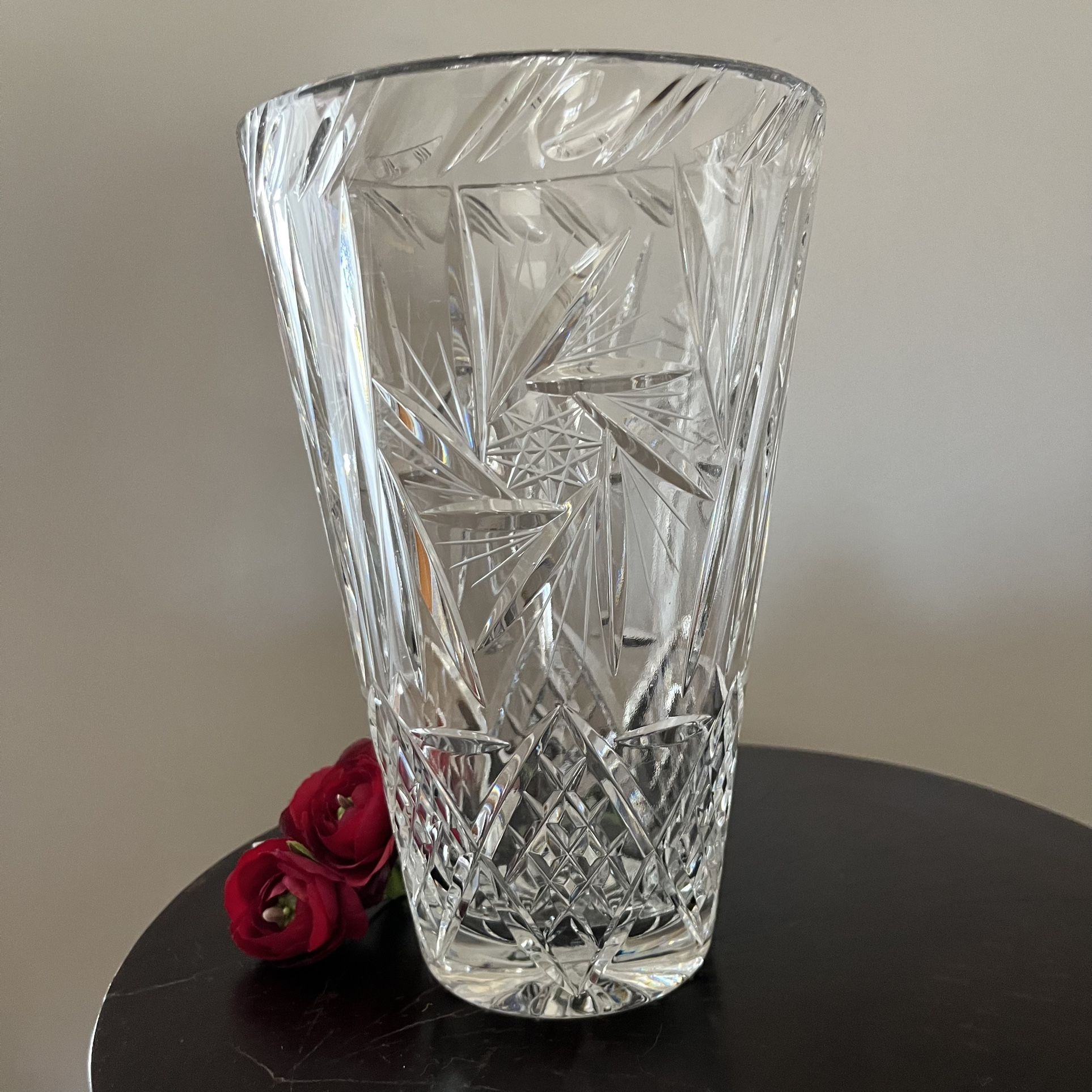 American Brilliance Cut Crystal Vase 10.5” Sculpture Simply Gorgeous