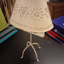 Primitive Wrought Iron Candelabra with Punched Metal Star Shade
