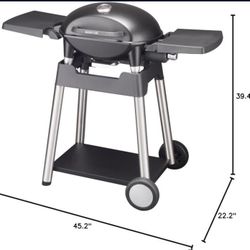 Portable Stand-up Propane Grill, Gas Grill, Cart Style, Black, 10000BTU Portable and Convenient Camping Grill for Party, Patio, Garden, Backyard, Balc