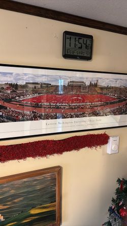 EWU Fan Pack…. Framed & Matted Pic Of Roos Field/ Pendant/ Flag, Piece Of Red Turf