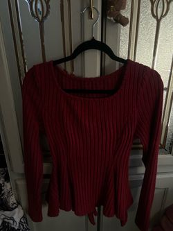 Selianne Women's Solid Color Ribbed Crew Neck Tie Front T- Shirt