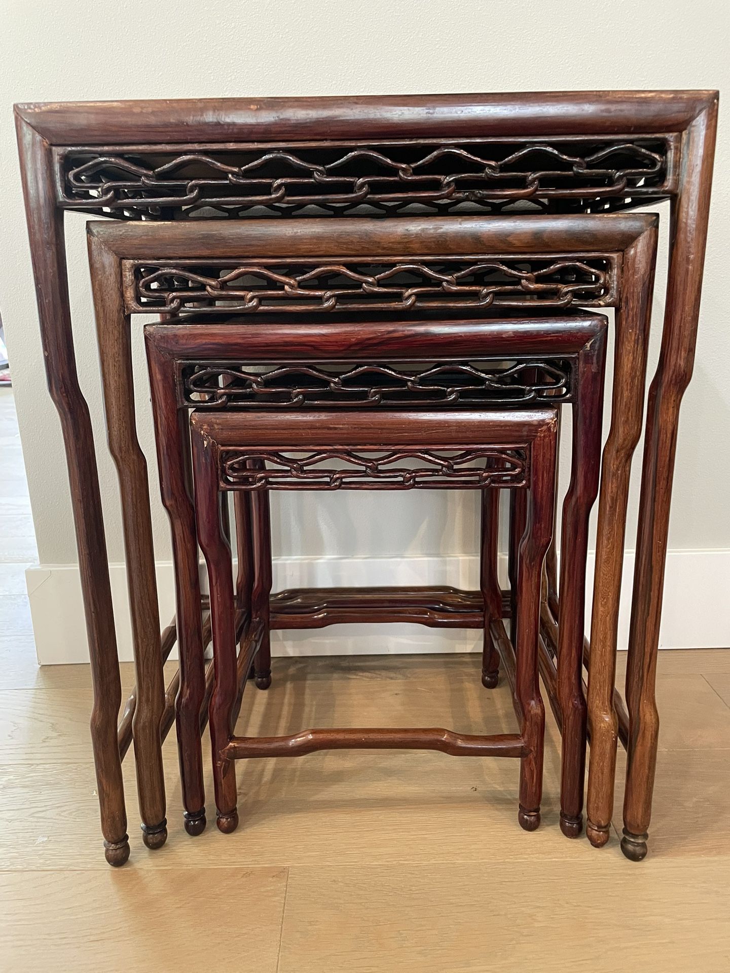 Hardwood Carved Nesting Table