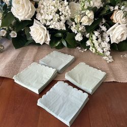 100 NEW Dusty Sage Scalloped Cocktail Napkins