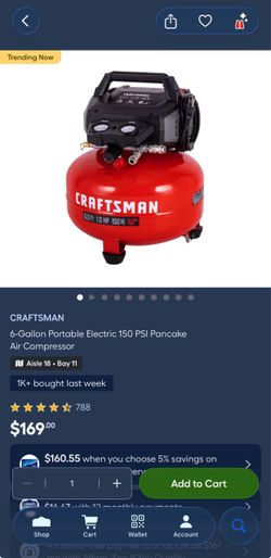 Craftsman 6-Gallon Portable Electric 150 PSI Pancake Air Compressor