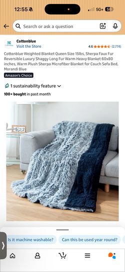 Cottonblue Weighted Blanket Queen Size 15lbs, Sherpa Faux Fur Reversible Luxury Shaggy Long Fur Warm Heavy Blanket 60x80 inches, Warm Plush Sherpa Mic