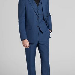 Pronto Uomo 100% Wool Navy Blue Suit 