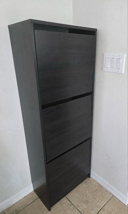 Shoe cabinet with 3 compartments, black-brown, 19 1/4x11x53 1/8