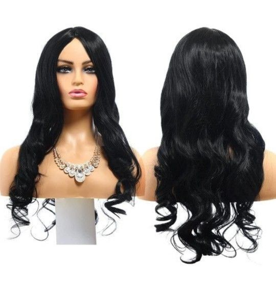Long Brown Wavy Wigs for Women Synthetic Curly Hair Wigs Middle Parting for Daily Party Use(Brown, 26.7 inch)

