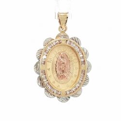 Woman’s Ladies 10k Tricolor Rose White Yellow Gold Mi Bautizo My Baptism CZ Cubic Zirconia Pendant for Necklace GP3136233