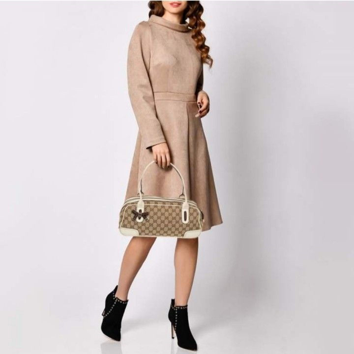Authentic Gucci GG Monogram Supreme Sherry Web Princy Boston Tote Shoulder Bag