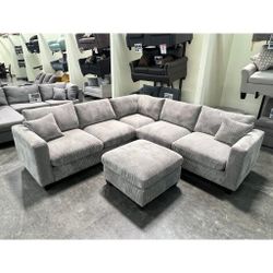 corduroy living room sectional sofa with ottoman 